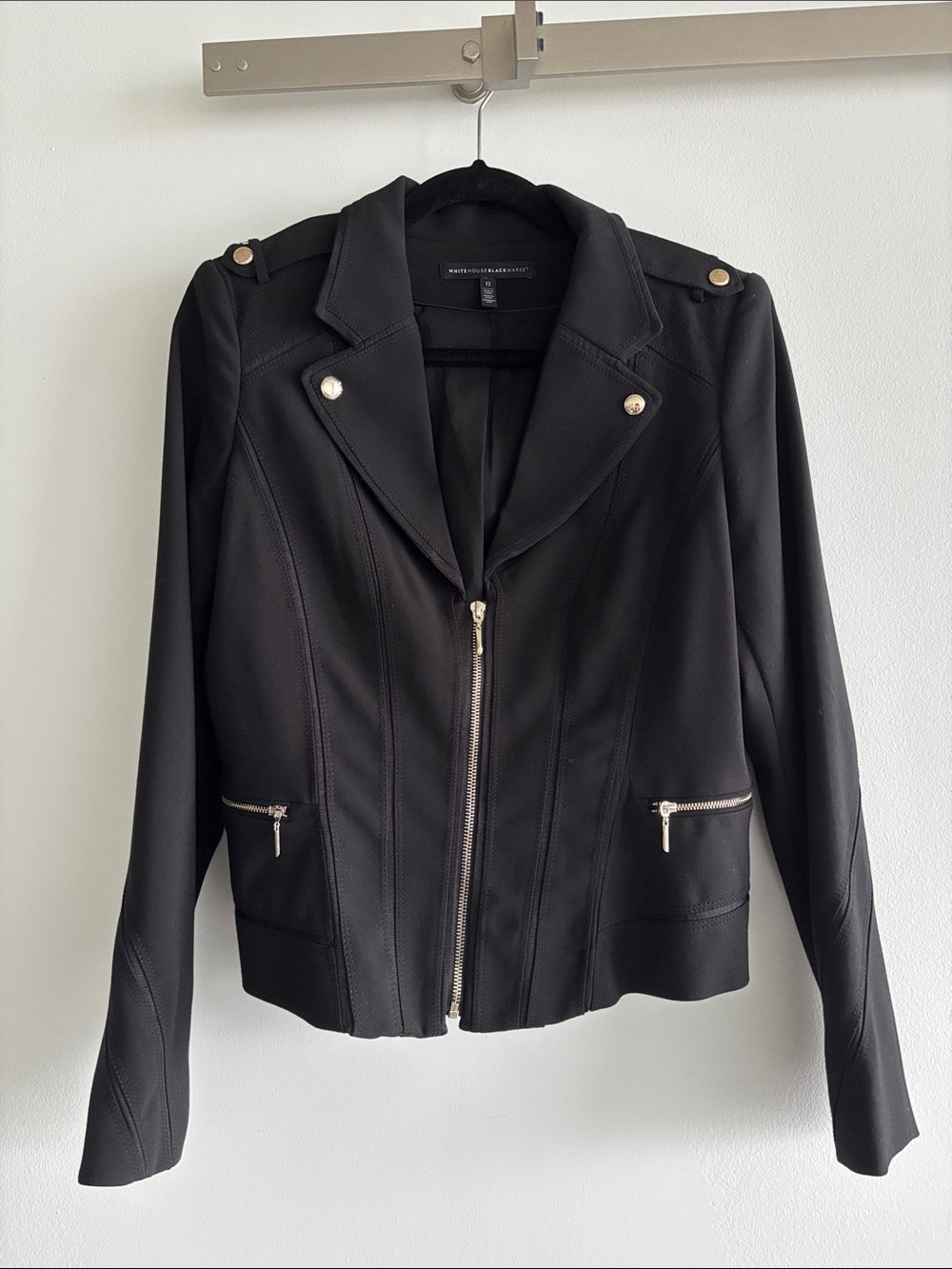 Black White House Black Market Motto Jacket